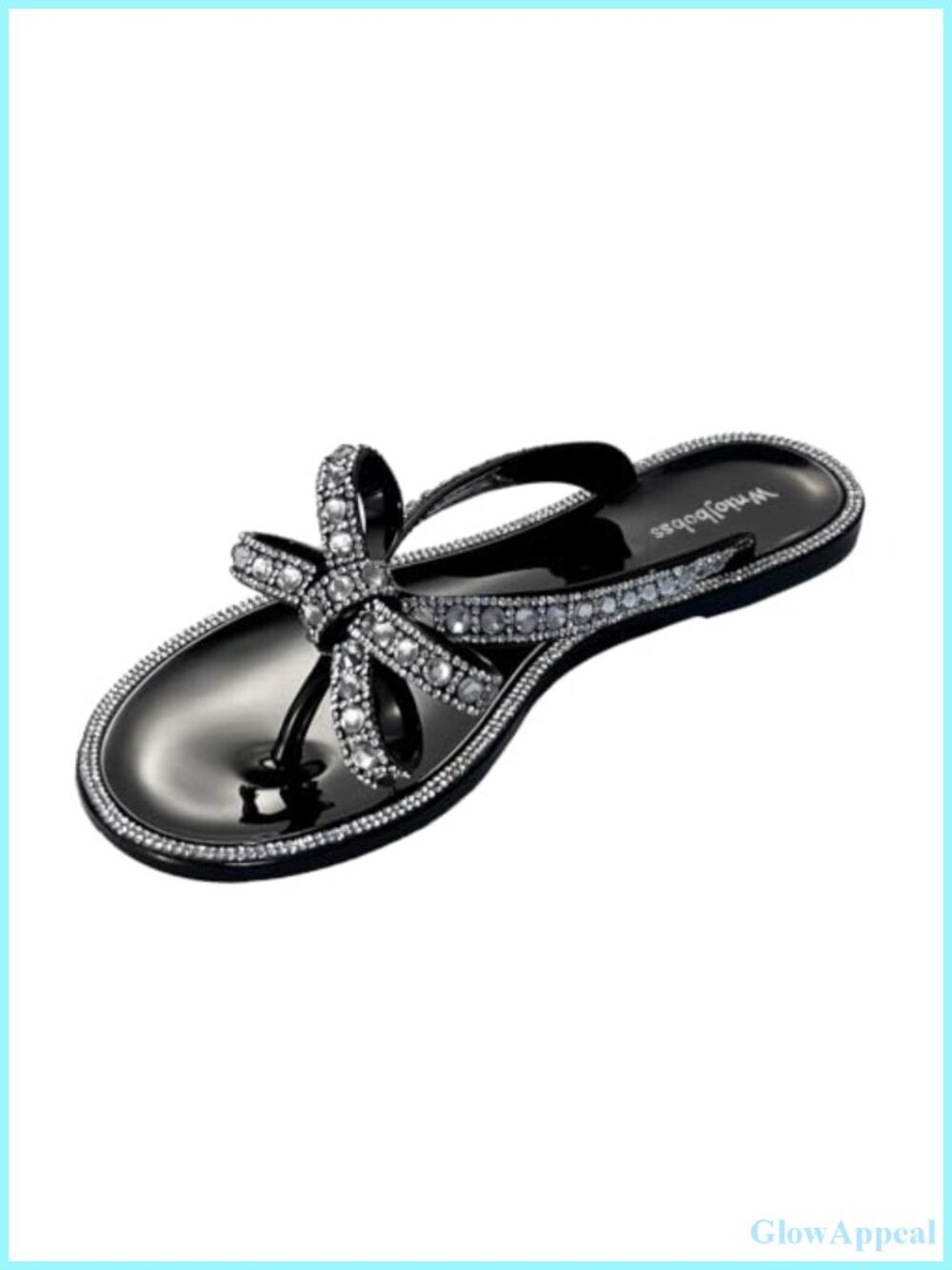 Women's Jelly Flip Flop Sandals Rhinestone Bow Glitter Thong Waterproof